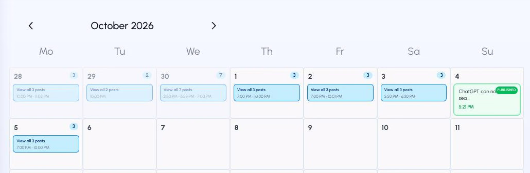 LigoSocial content calendar with a steady week of LinkedIn posts