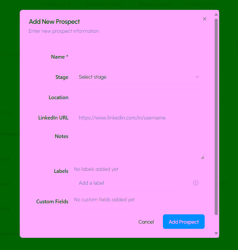 Add Prospect Manually