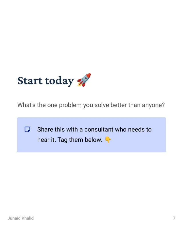Closing slide of a LinkedIn carousel asking the reader to share it