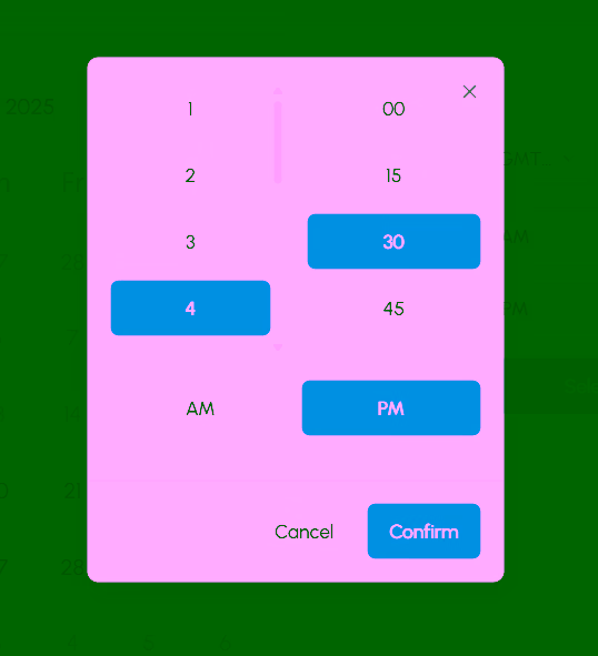 Custom Time Selection