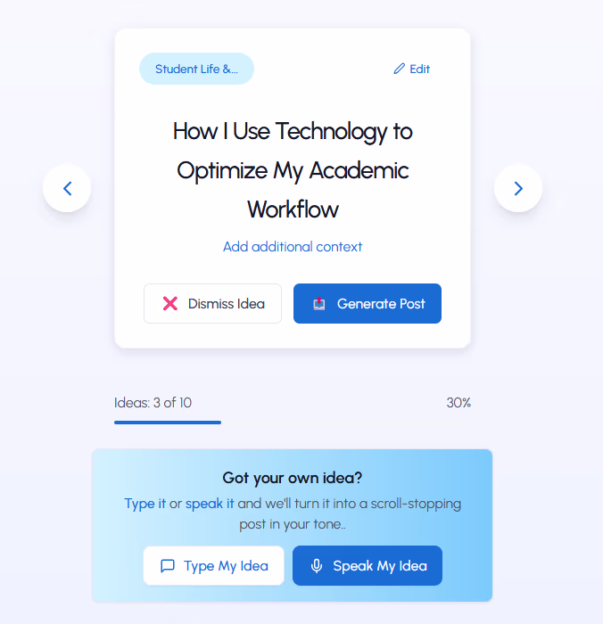 Add Your Own Idea Interface