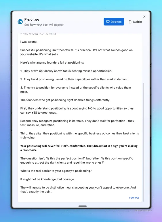 LiGo Post Preview with Bolded Text