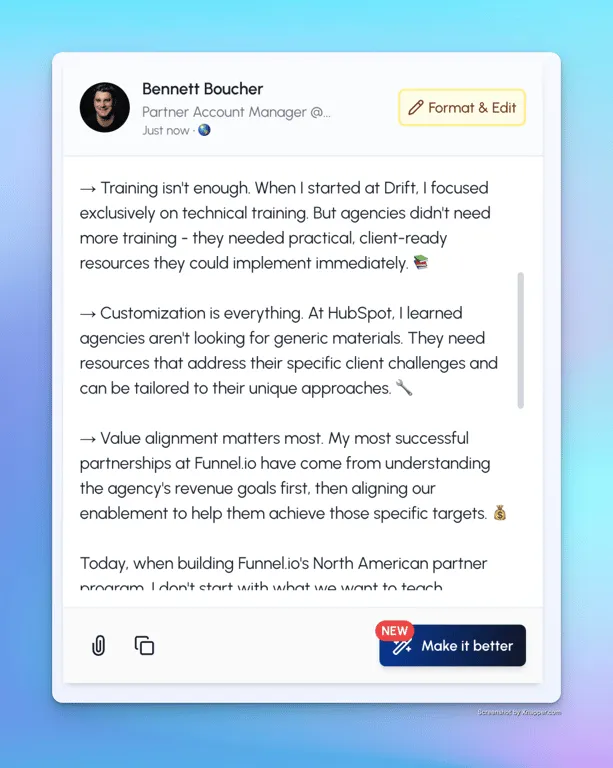 LiGo Post View with bullet points