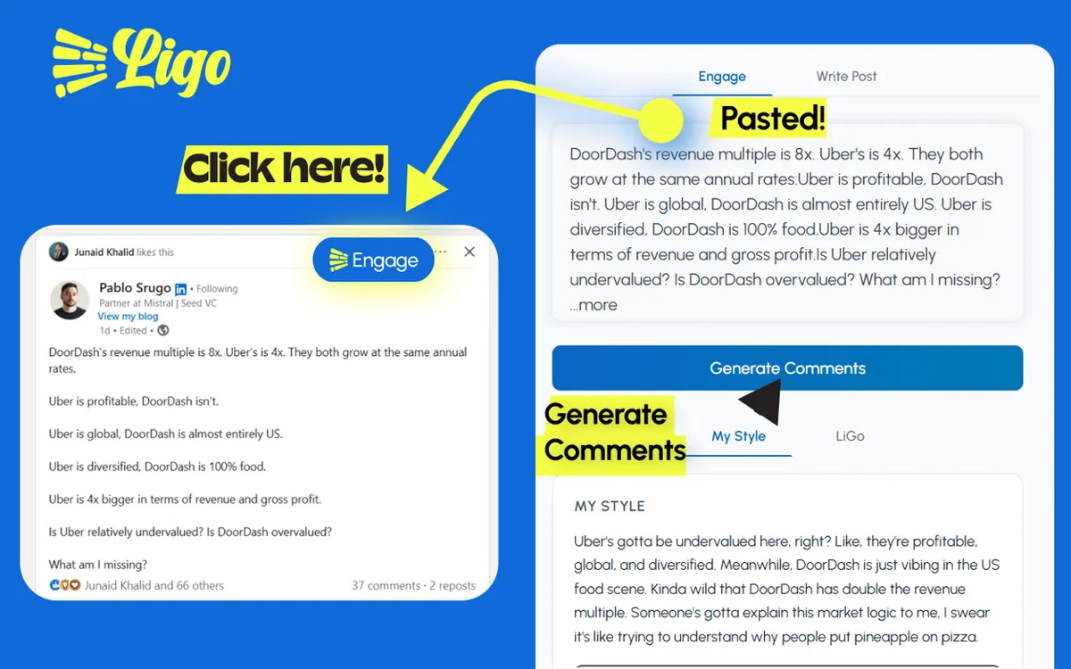 Create strategic LinkedIn comments that get noticed with LiGo