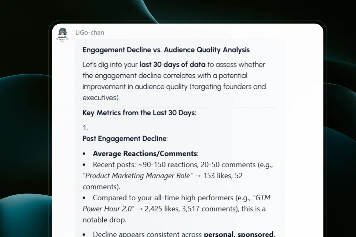 LiGo-chan doesn't just give you recommendations, she backs them up with your Linkedin data.