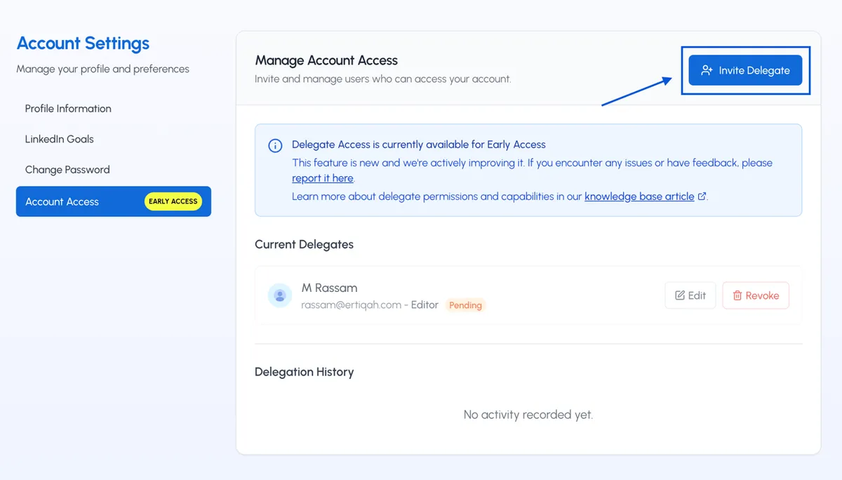 Invite Delegate Option in LiGo for LinkedIn