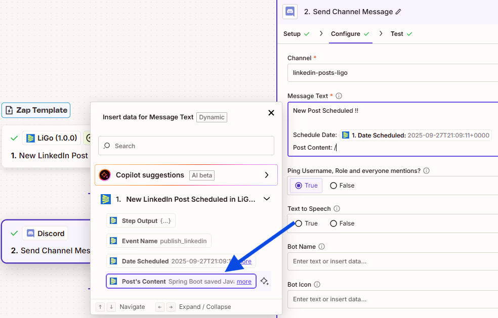 Zapier field mapping example