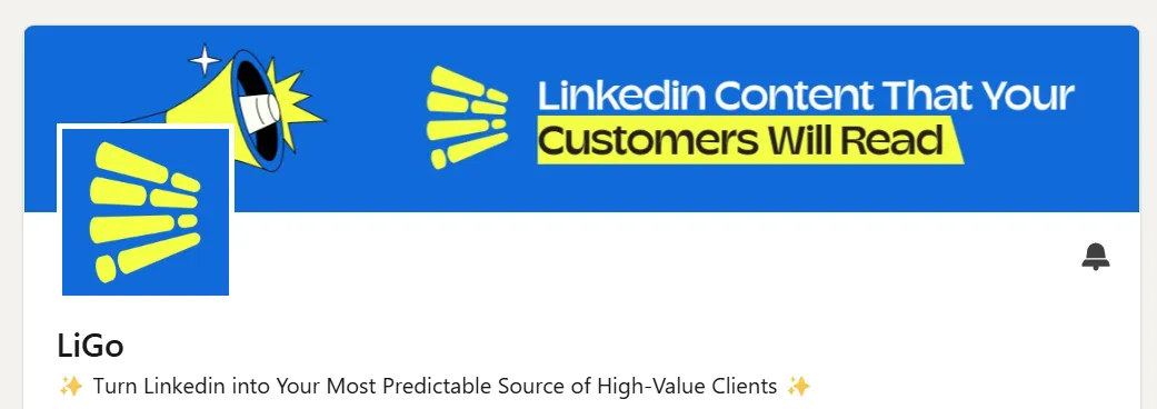 Example of a strategically positioned tagline for Linkedin company page