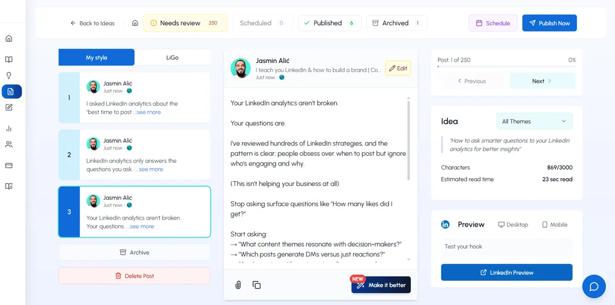 LiGo Publish Post Interface