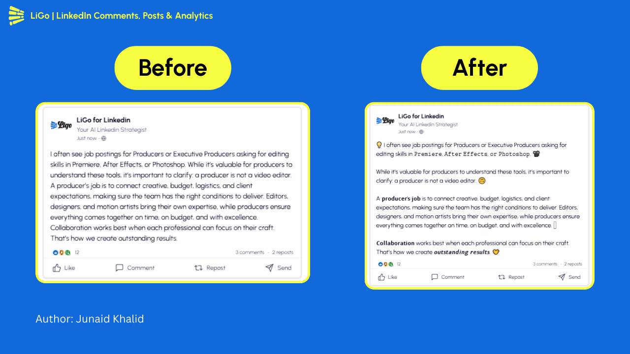 LinkedIn Post Before & After