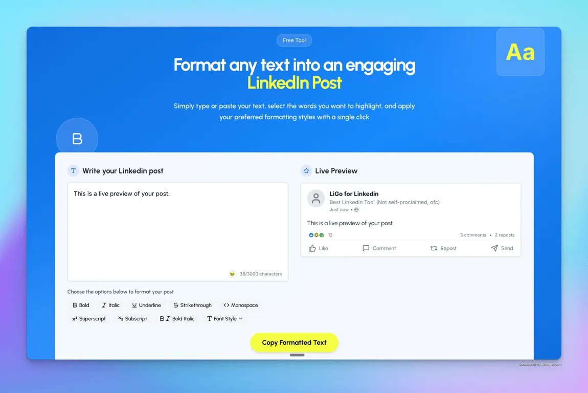 LiGo Text Formatter Interface
