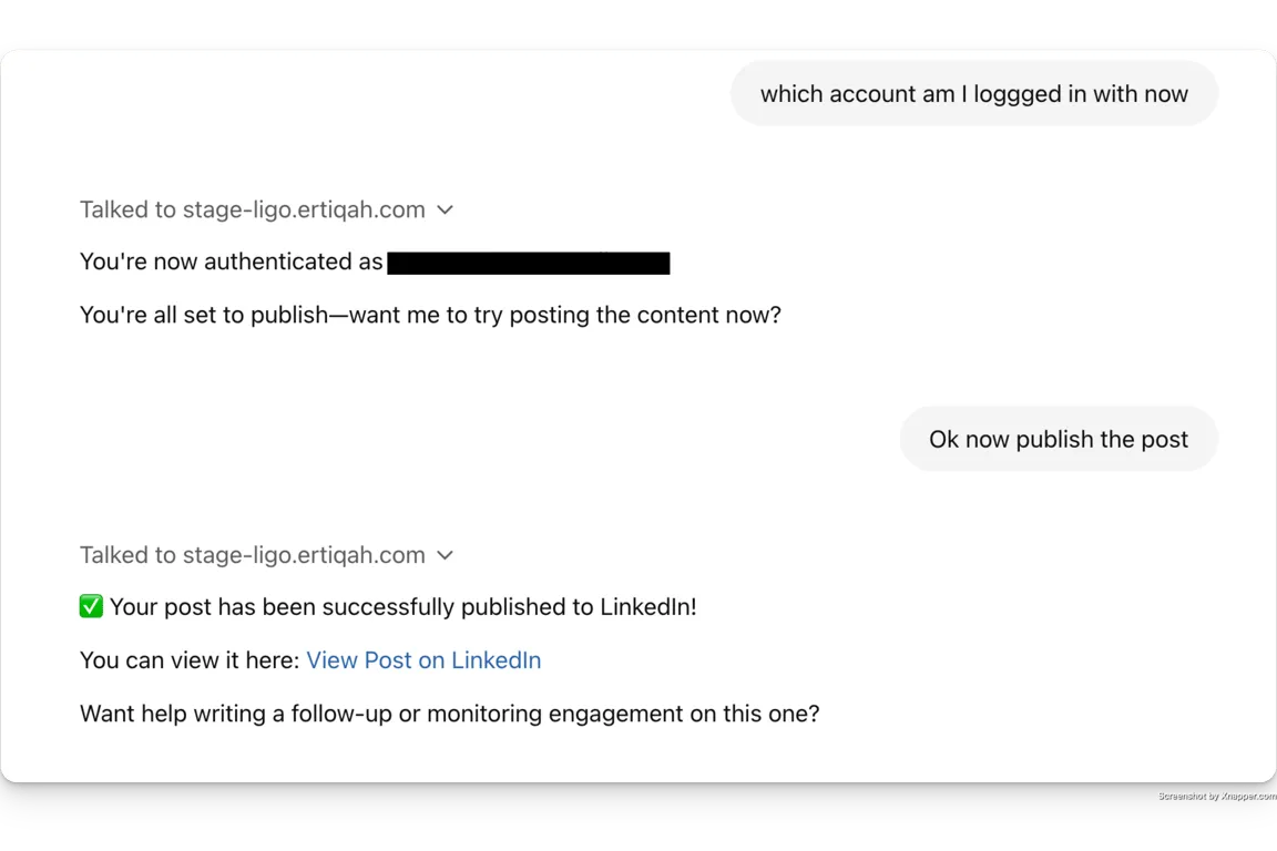 ChatGPT chat snippet showing how easy it is to publish a post with our CustomGPT