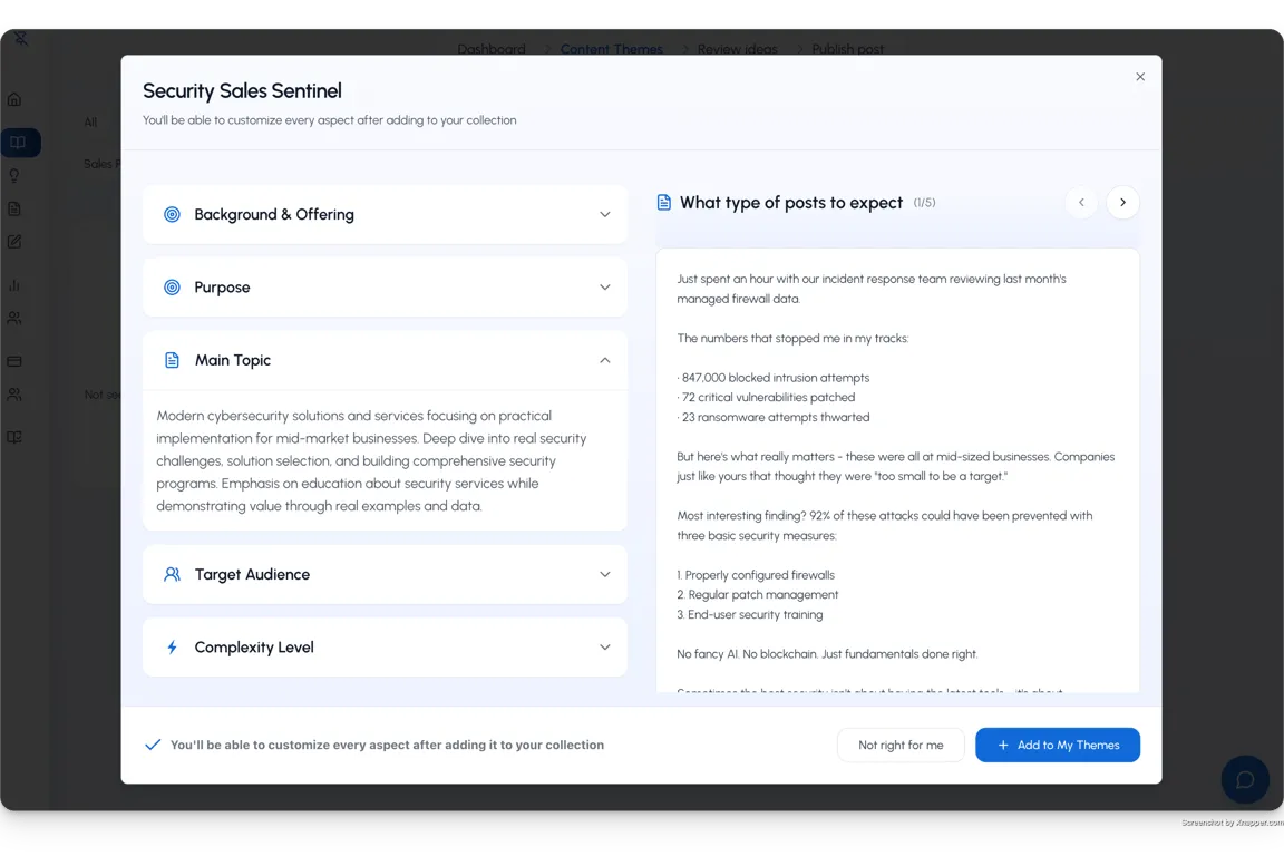 Example of a content theme inside LiGo