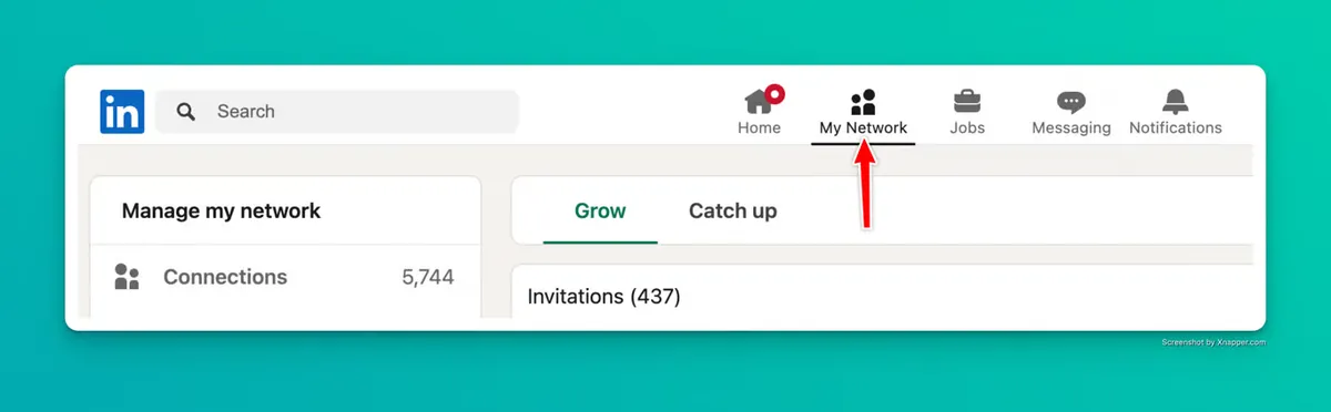 LinkedIn "My Network" tab