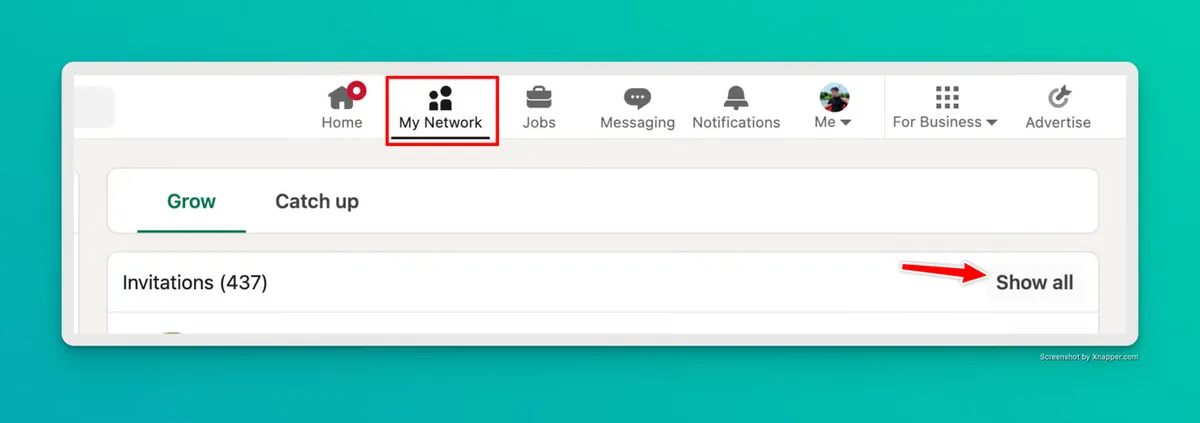 LinkedIn "show all" connection requests