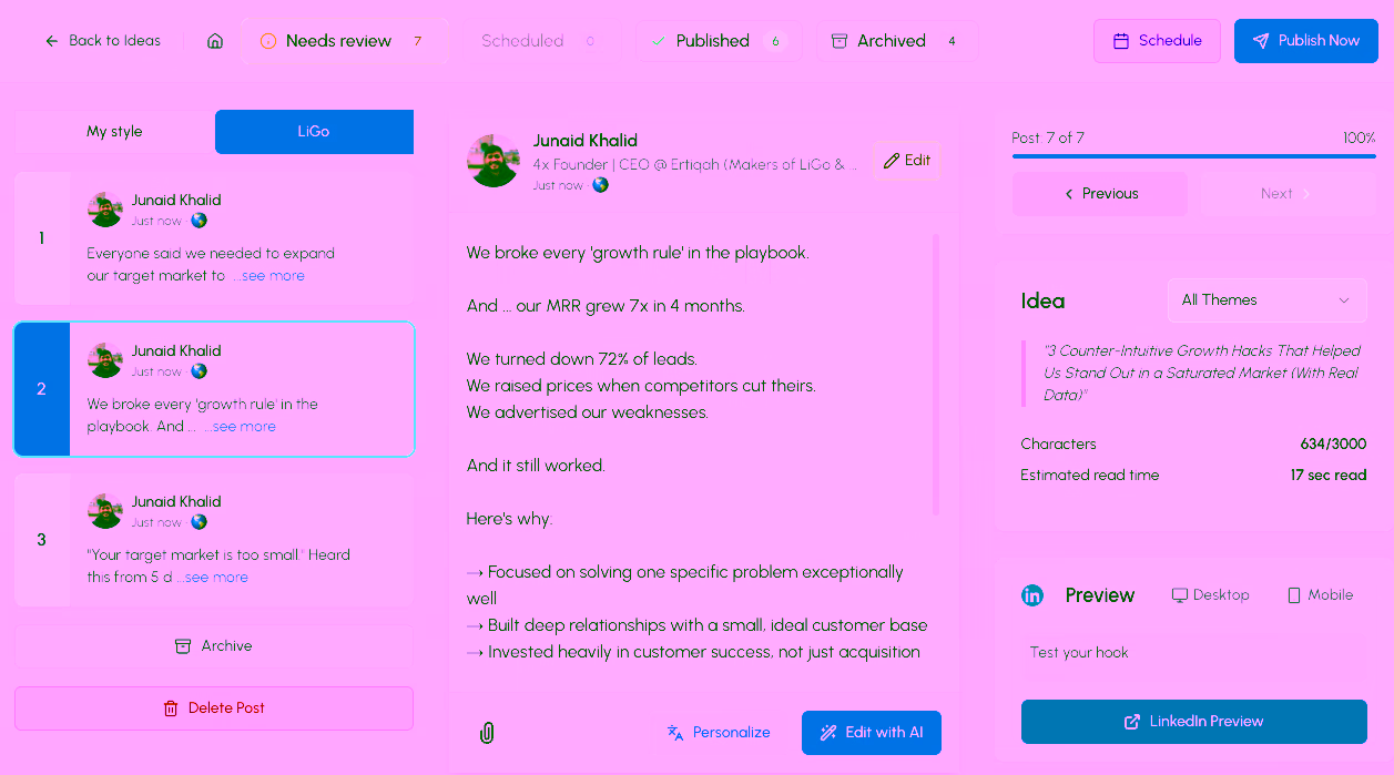 LiGo Content Generation Interface